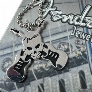 Fender Music Vintage Licensed Necklace 18” w/ Skull & Cross Guitars 90s NWT